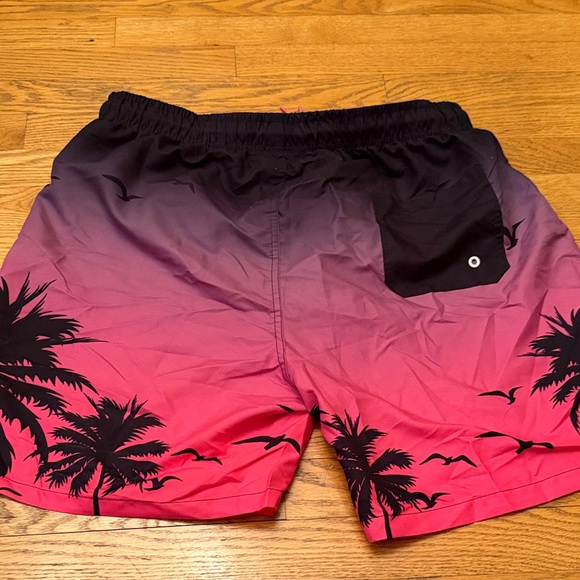 Gradient Pink Swim Shorts with Palm Tree Design XXL NEW - Picture 5 of 10